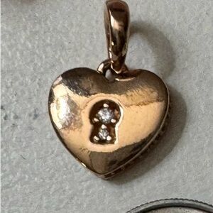 Pandora Rose Gold heart keyhole charm with czs.